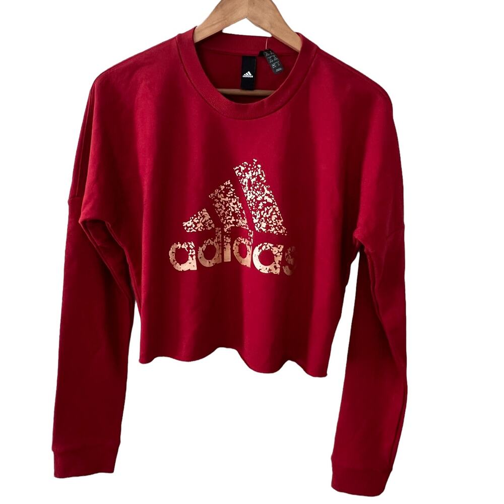 Adidas cropped metallic logo Sweatshirt Brick Red XS